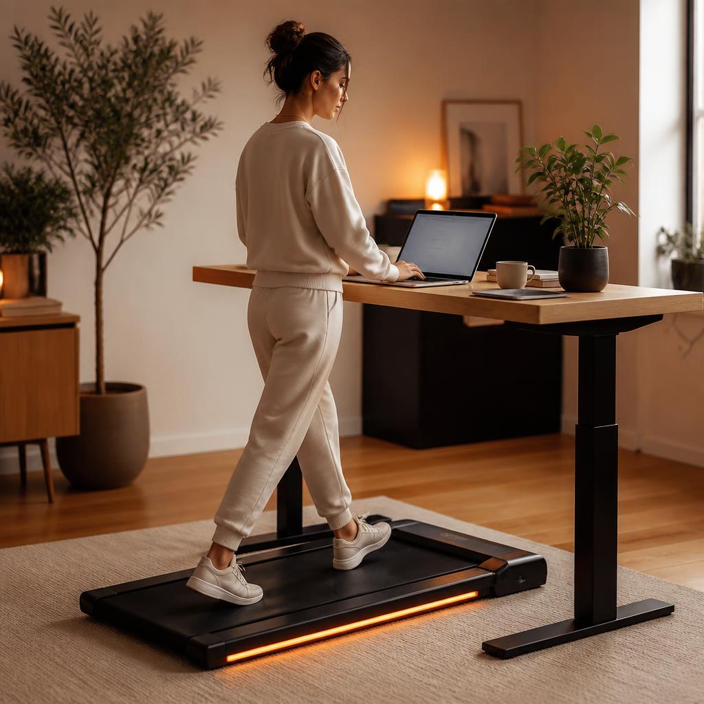 Walking on the STRIDR One under a standing desk