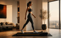 Woman walking on the STRIDR One walking pad in a modern living room
