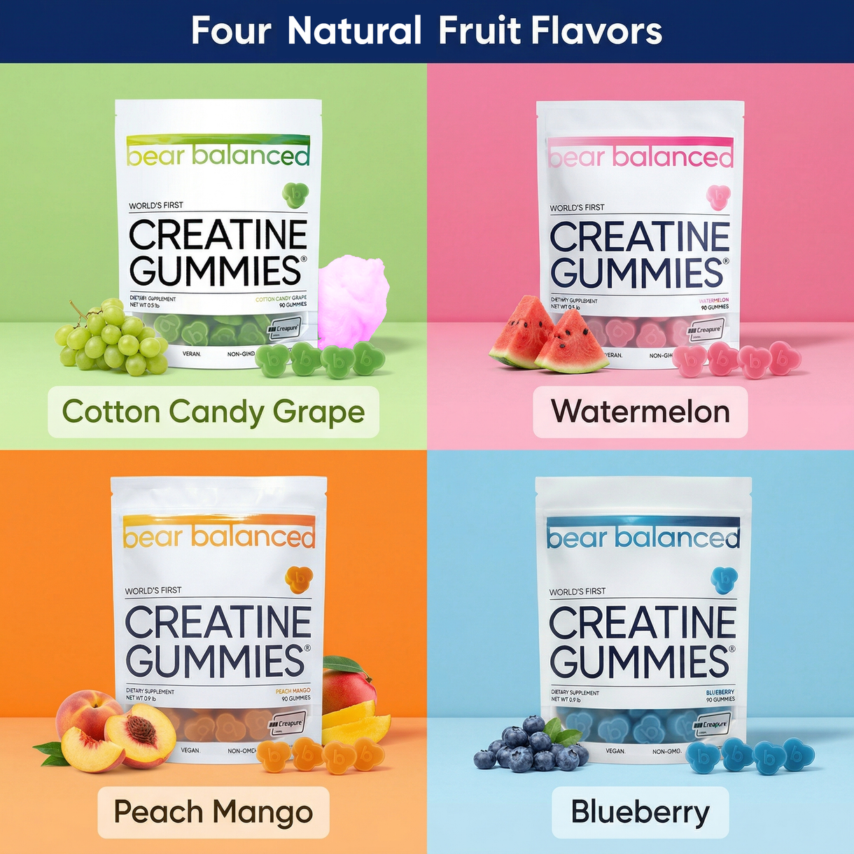 Four natural fruit flavors